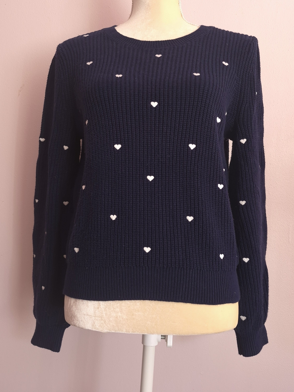 Lucky Brand Navy Sweater with White Heart Motif